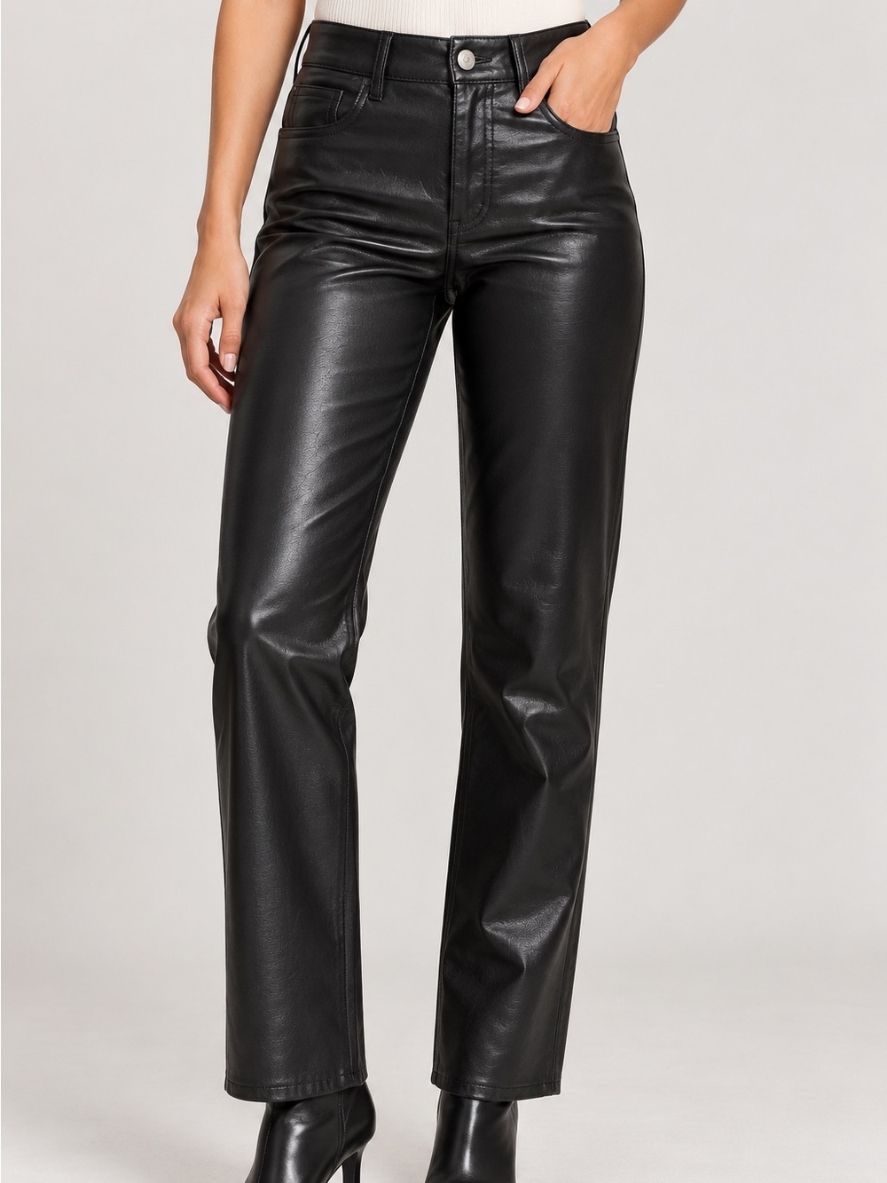 Aritzia Wilfred Melina Pant Black Vegan Soft Leather High Rise Straight Leg 6